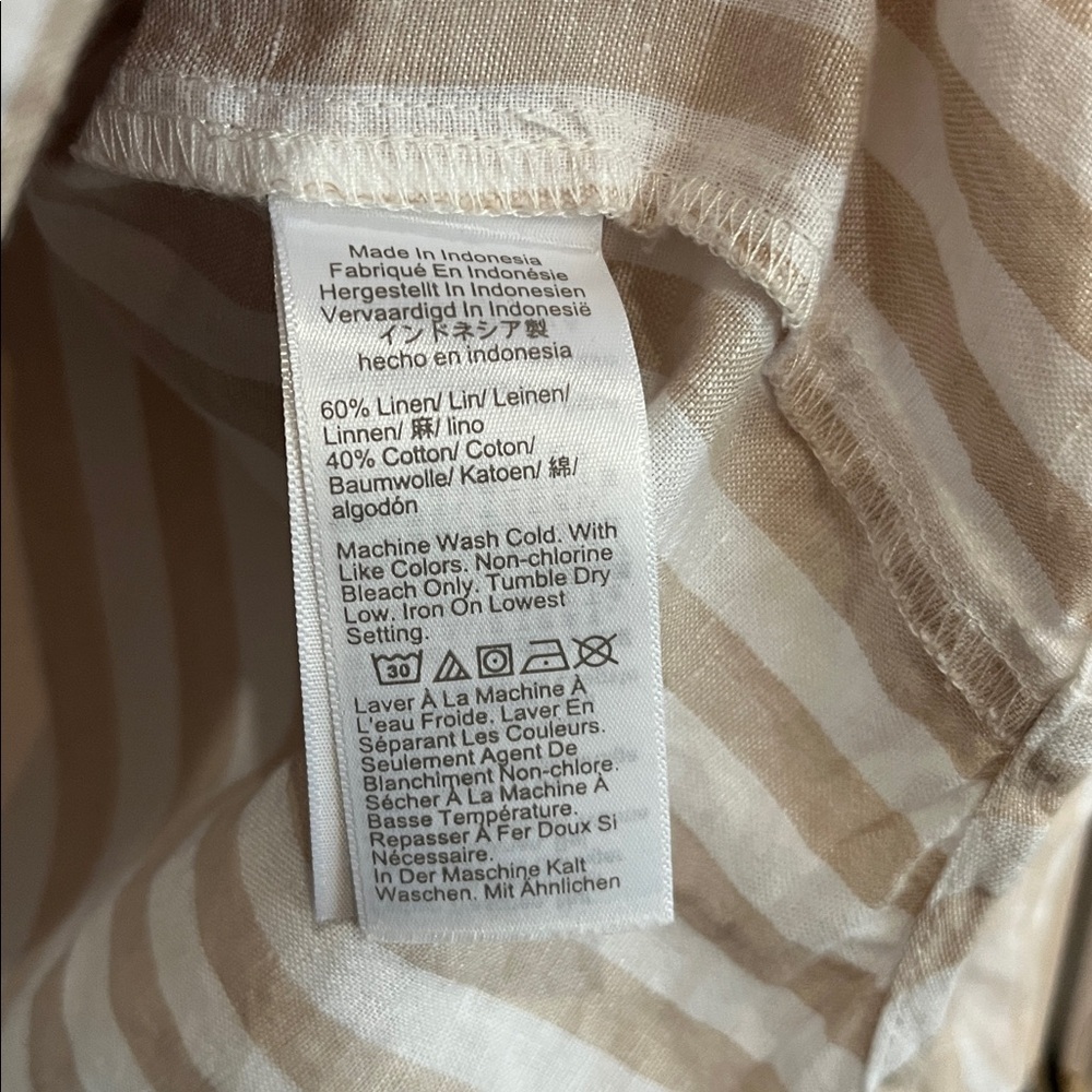 J. Crew Tan Striped Linen Shirt Size Small - Picture 6 of 8